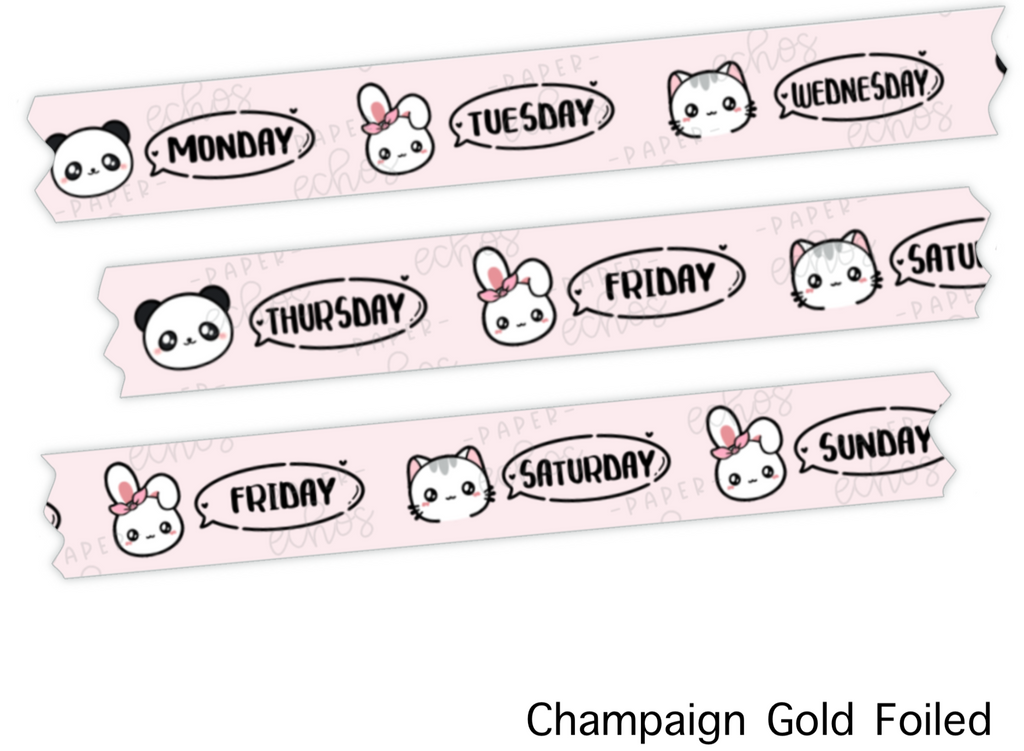 Pink Days of the Week Washi Tape