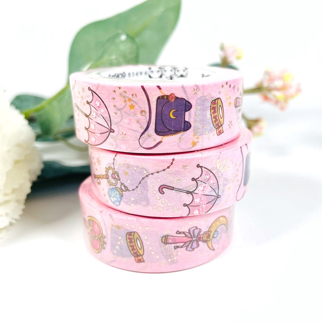 Sailor Moon Vertical Champagne Gold Foiled Washi Tape