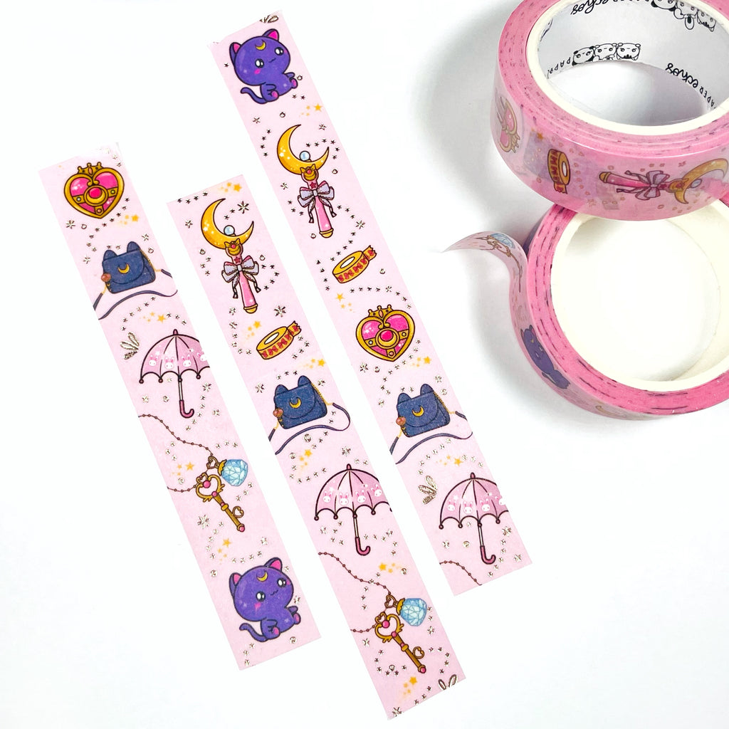 Sailor Moon Vertical Champagne Gold Foiled Washi Tape