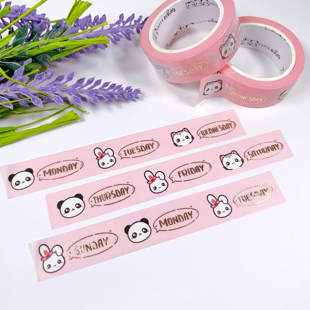 Pink Days of the Week Washi Tape