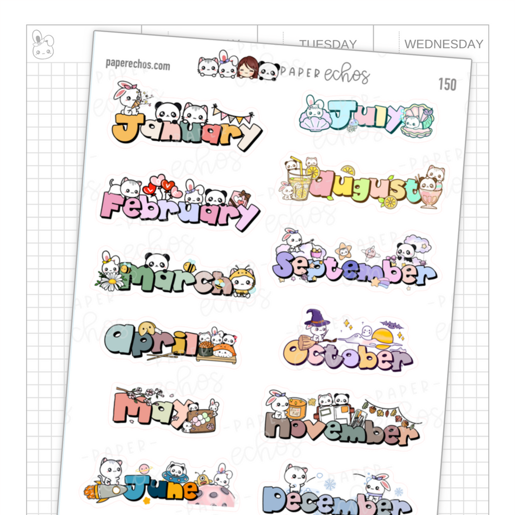 Monthly Colourful Character Functional Stickers