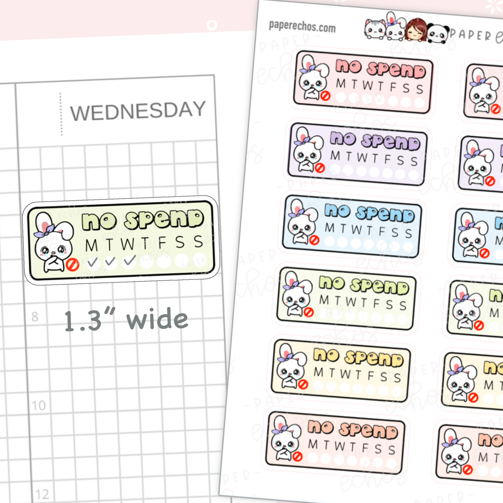 No Spend Tracker Functional Stickers /R128 | PaperEchos