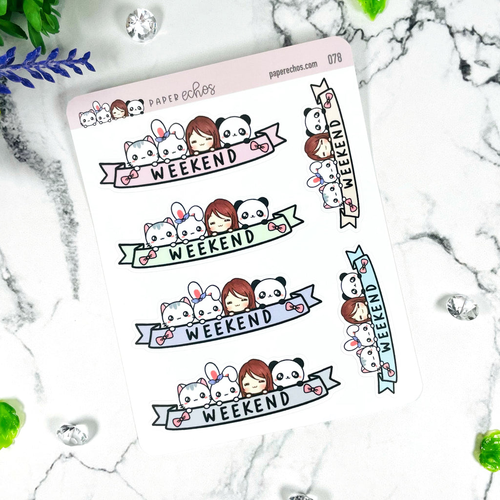 Characters Rainbow Colours Weekend Banner Stickers