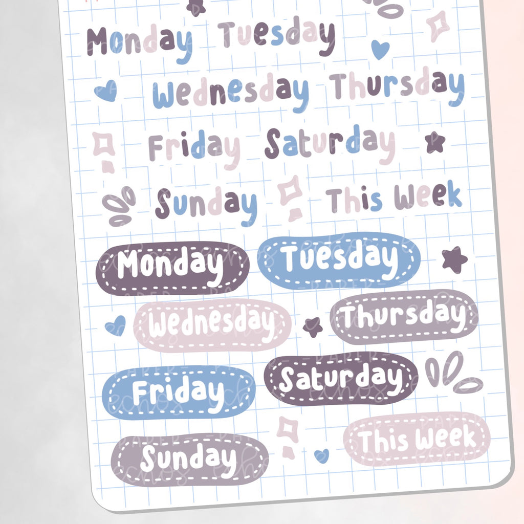 Winter Colours Days of the Week Functional Sticker