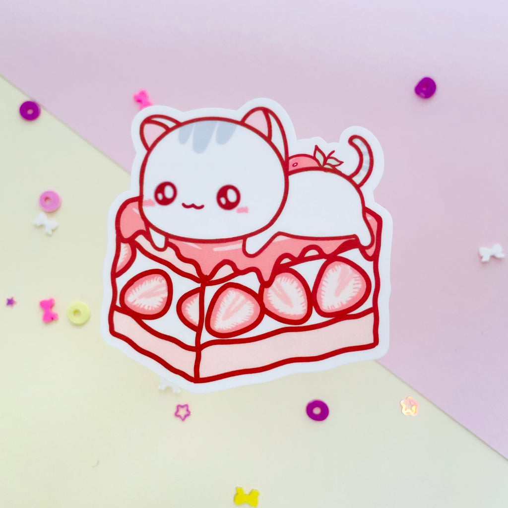 Sushi Strawberry Cake Vinyl Flake Sticker