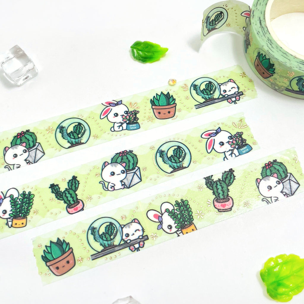 Succulents Champagne Gold Foiled Washi Tape