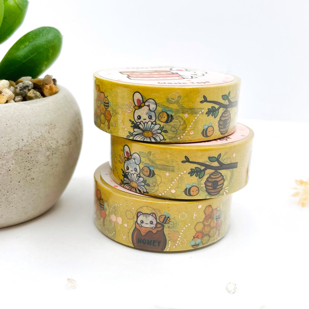 Bees Champagne Gold Foiled Washi Tape