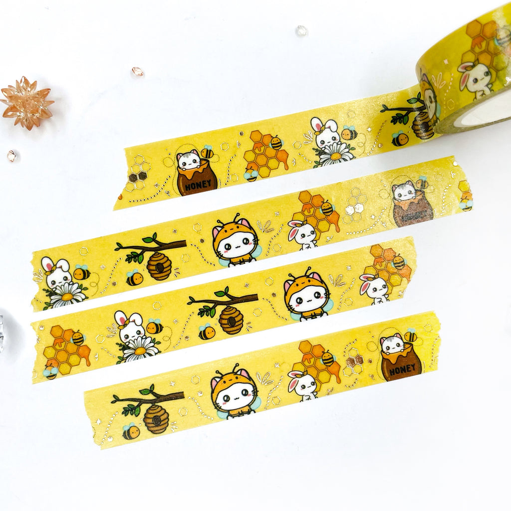 Bees Champagne Gold Foiled Washi Tape