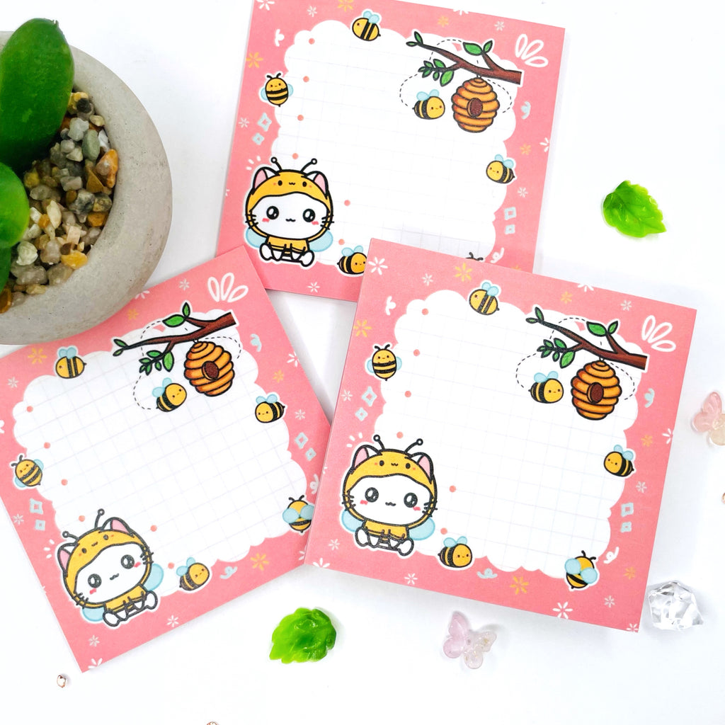 Sushi the Cat Bee Sticky Note Pad - 25 Sheets