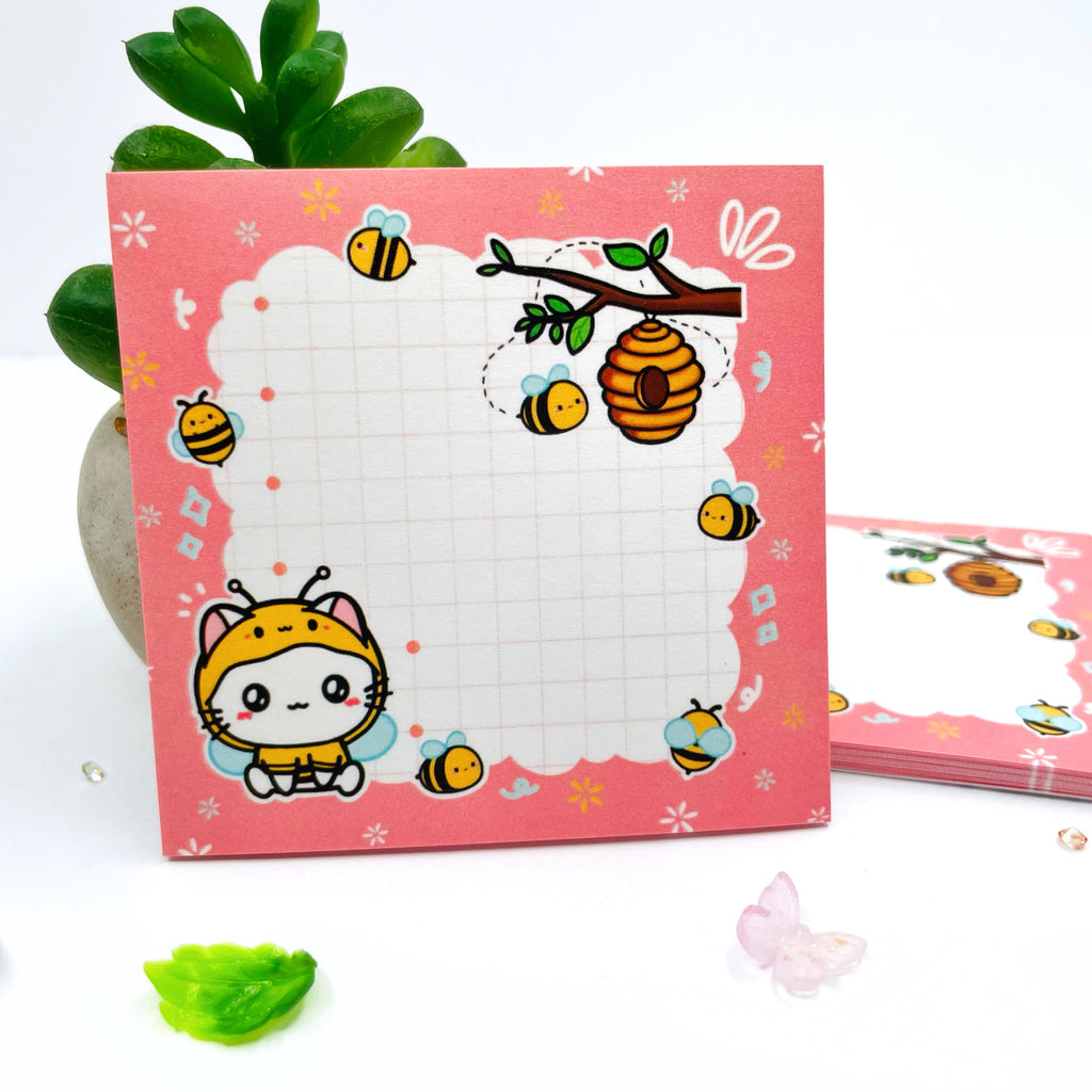Sushi the Cat Bee Sticky Note Pad - 25 Sheets