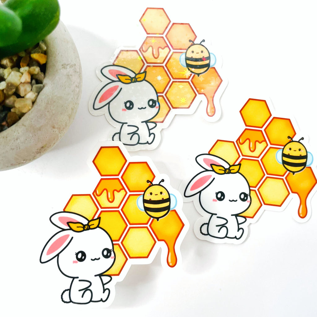 Bee Honeycomb Vinyl Flake Sticker