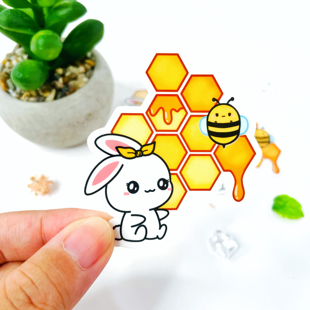 Bee Honeycomb Vinyl Flake Sticker