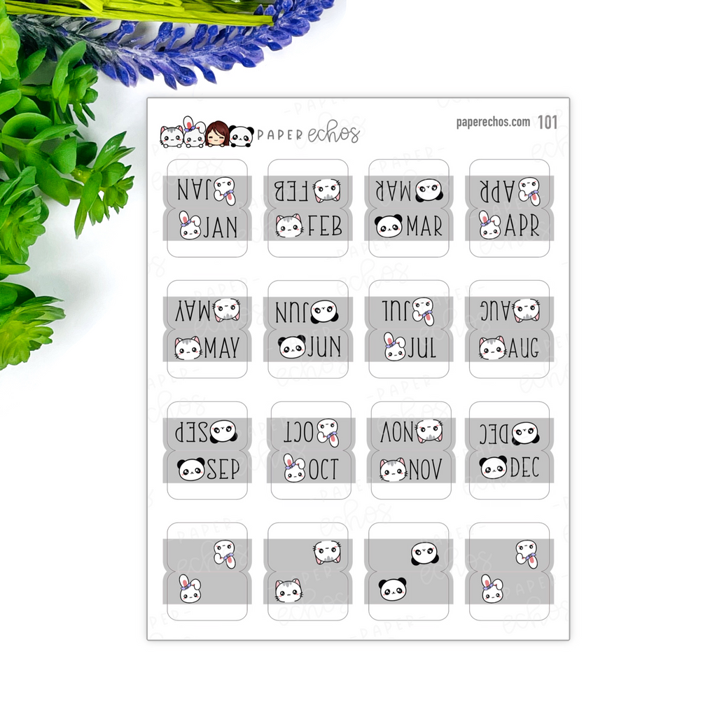 Monthly Grey Colour Tab Functional Stickers