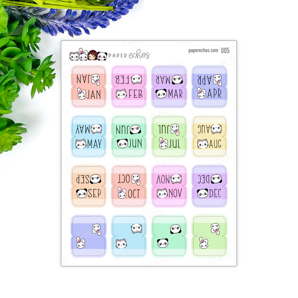 Monthly Rainbow Colour Tab Functional Stickers