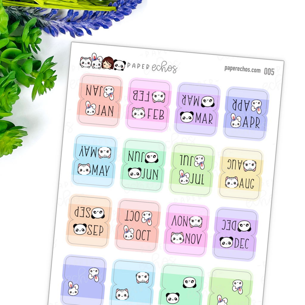 Monthly Rainbow Colour Tab Functional Stickers