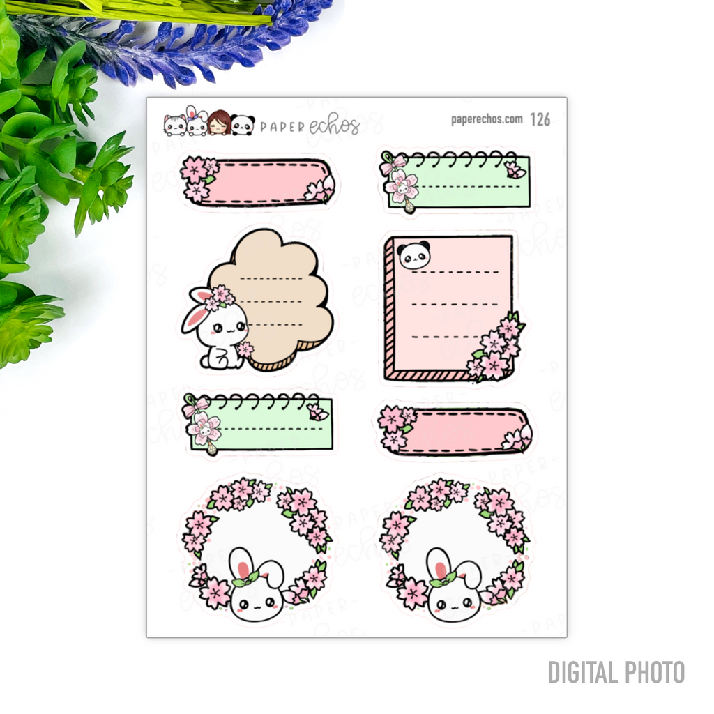 Cherry Blossom Sakura Labels Functional Stickers
