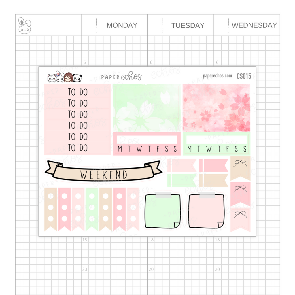 Cherry Blossom / Sakura Hobonichi Cousin & A5 ECHO Planner Kit- 3 Pages