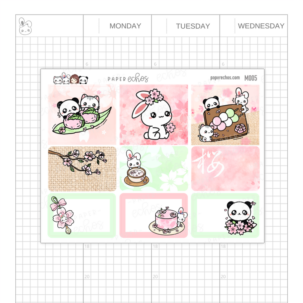 Cherry Blossom / Sakura Hobonichi Cousin & A5 ECHO Planner Monthly Kit- 2 Pages