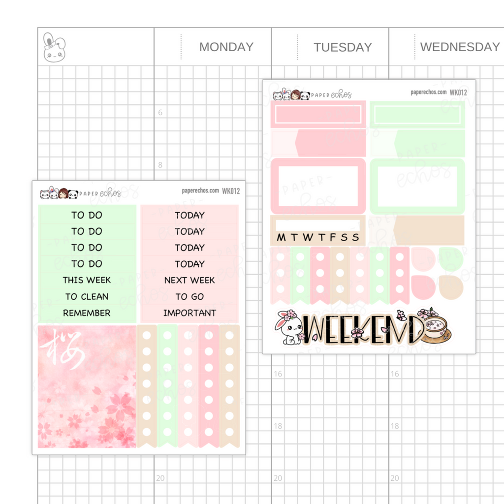 Cherry Blossom / Sakura Vertical Weekly Kit - 4 Pages