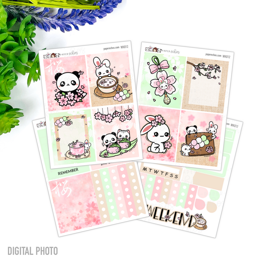 Cherry Blossom / Sakura Vertical Weekly Kit - 4 Pages