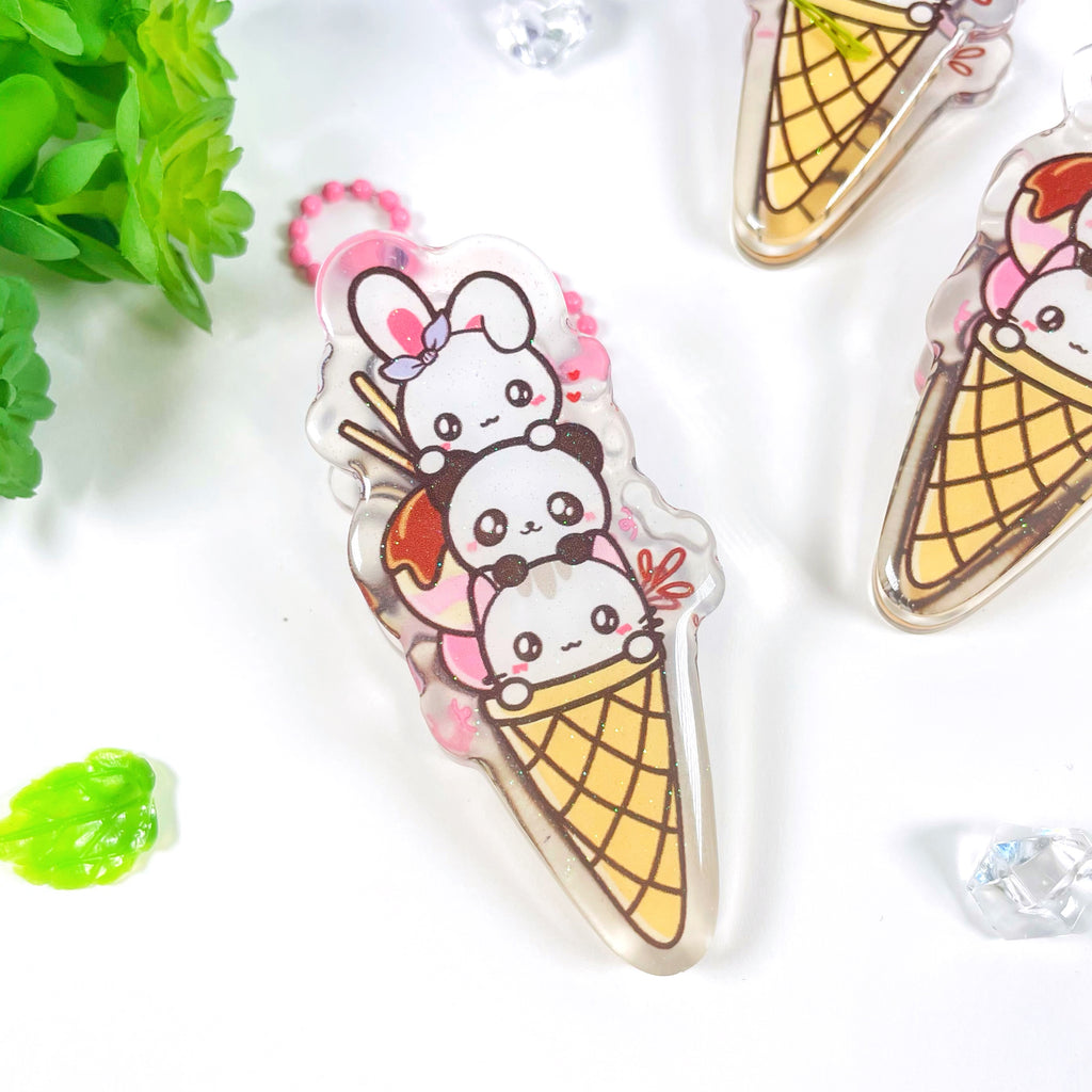 Character Ice Cream Cone Acrylic Clips