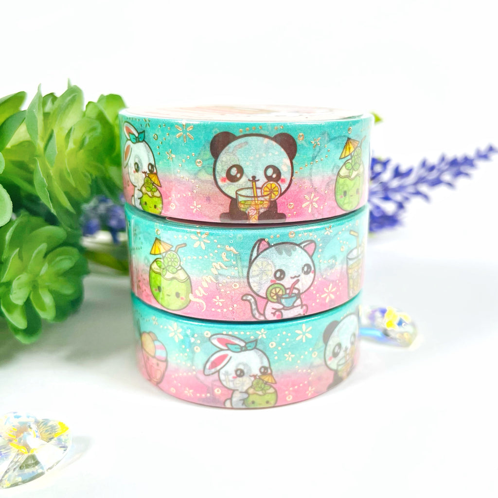 Summer Treats Champagne Gold vertical Foiled Washi Tape