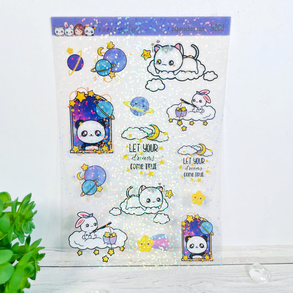 Galaxy Holographic Clear Stickers