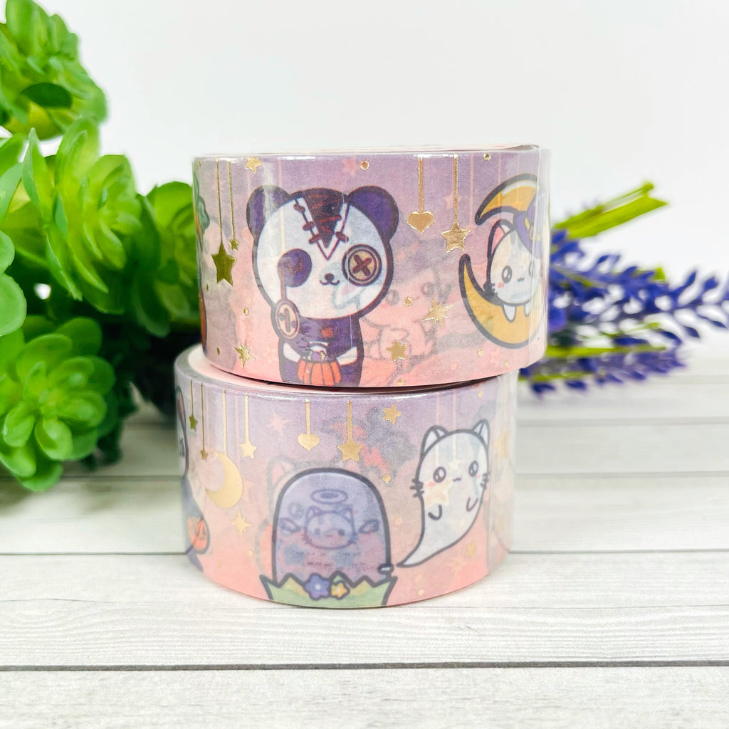 Halloween Washi Tapes Set of 2-Champagne Gold Foiled -25mm+10mm
