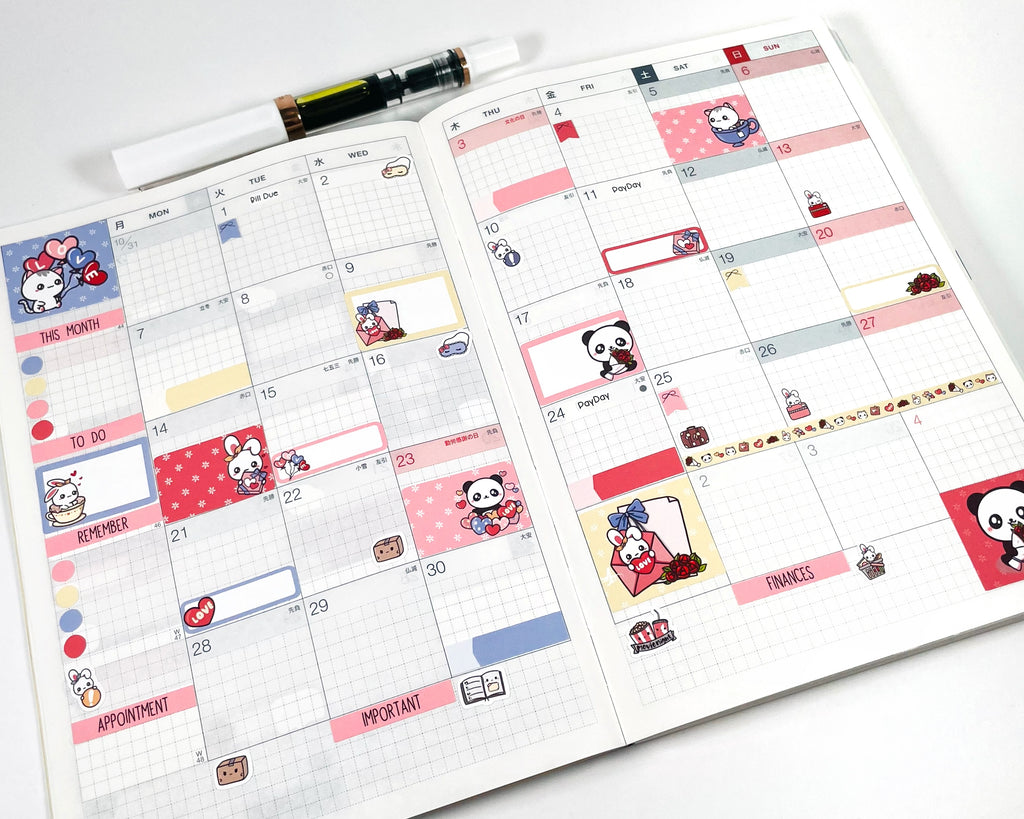 Love Story Hobonichi Cousin & A5 ECHO Planner Monthly Kit- 2 Pages