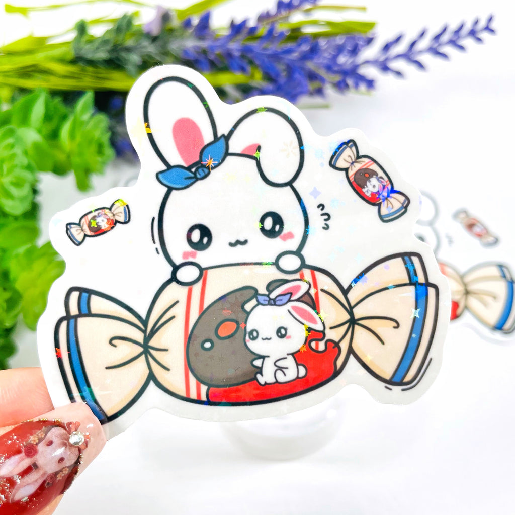 White Rabbit Creamy Candy Vinyl Flake Sticker