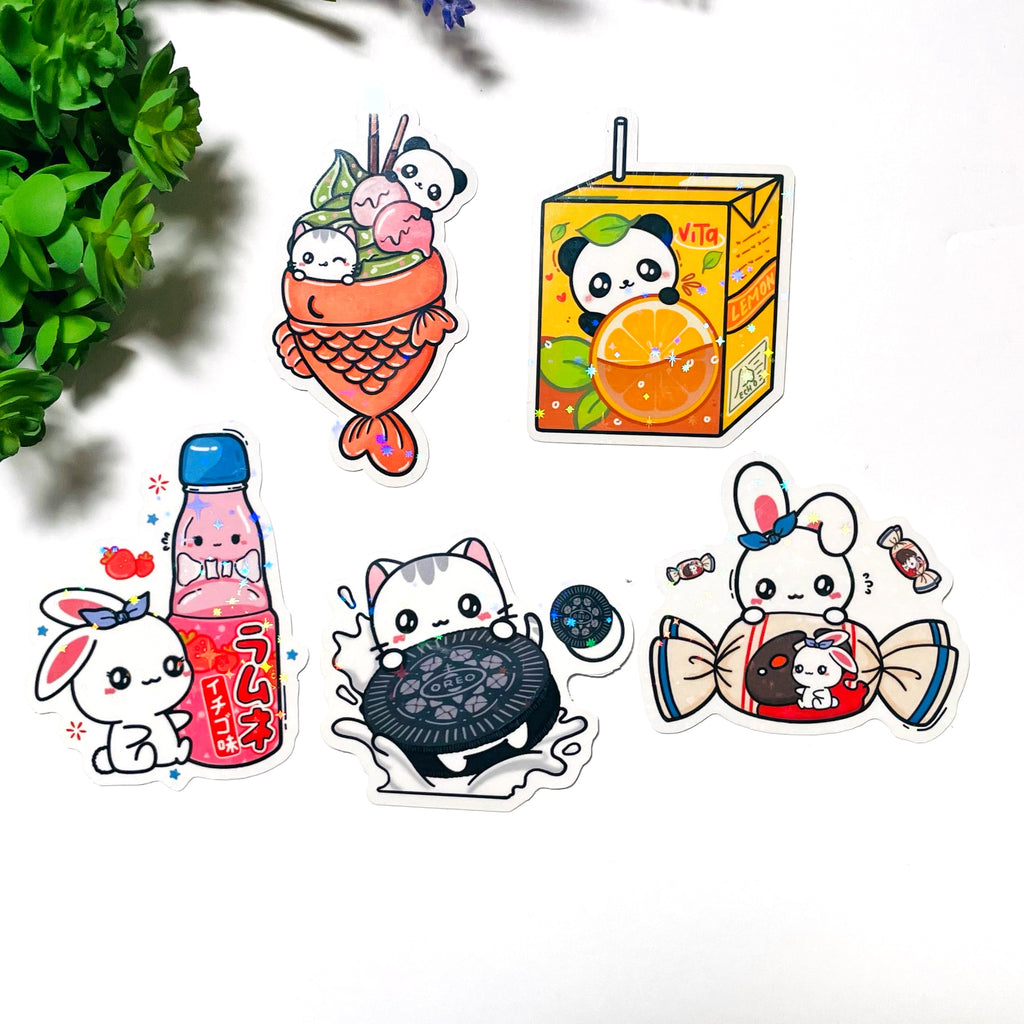 Snack Time Vinyl Flake Sticker Pack - 5 Pieces