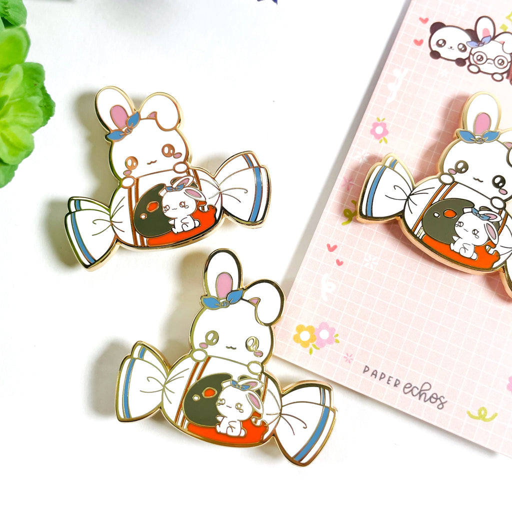 White Rabbit Creamy Candy Magnetic Enamel Pin