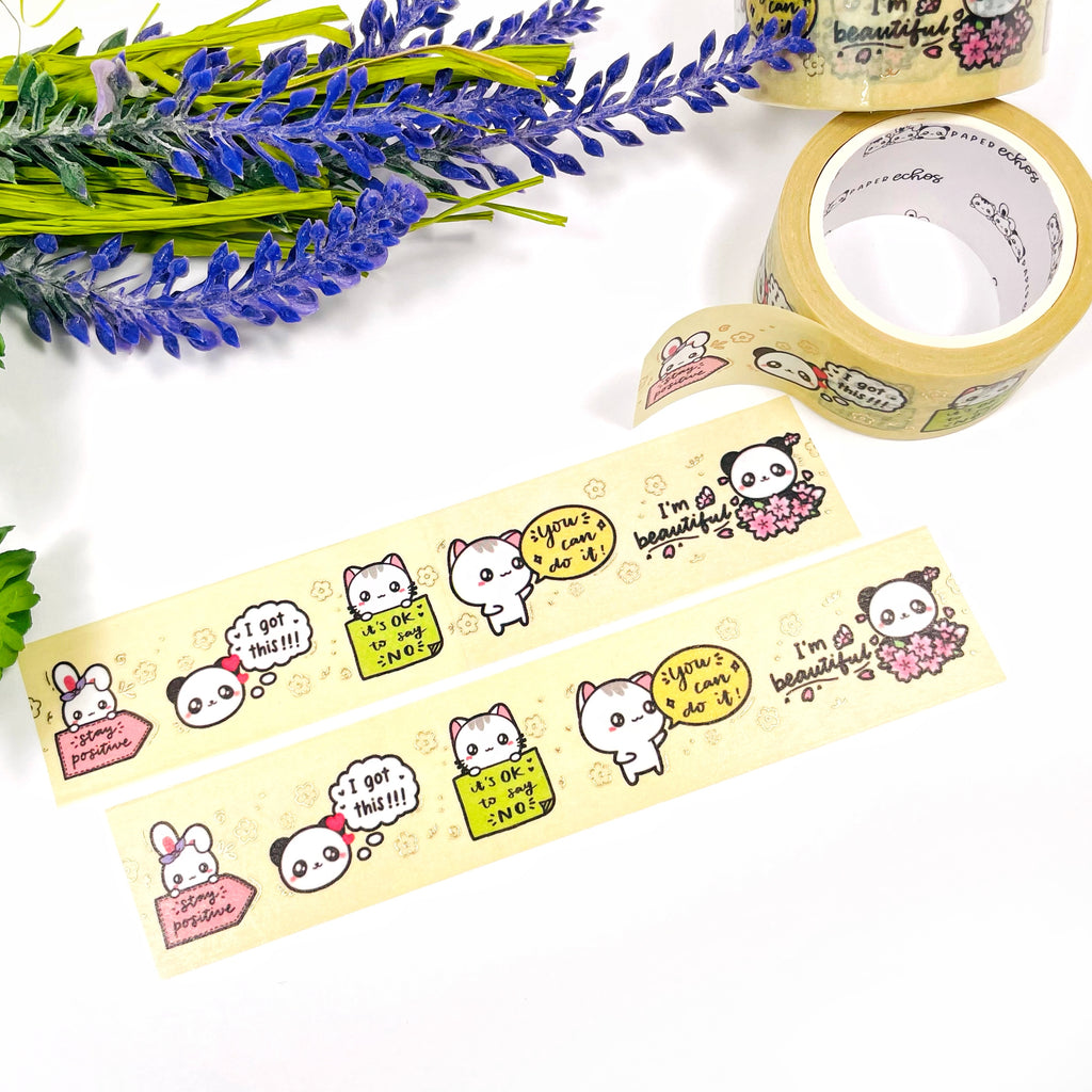 Positive Quotes Wide Champagne Gold Foiled Washi Tape - 25mm